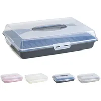 Pullmer Kuchen transportbox rechtecking, Kuchenbehälter mit Haube, Kuchentransportbox, Partybutler 44x30x10 Anthrazit