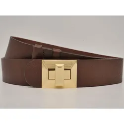 Ledergürtel ANNAMATONI, Damen, braun, Rindsleder, unifarben, casual, Gürtel, mit goldener Schließe