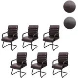 6er-Set Konferenzstuhl HWC-H31, Esszimmerstuhl Freischwinger Vintage Wildleder-Optik Metall FSC® ~ Kunstleder braun