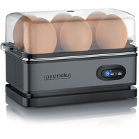 Arendo Edelstahl Eierkocher mit Warmhaltefunktion | Egg cooker | 1-6 Eier | Grau