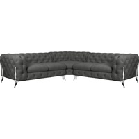 Leonique Chesterfield-Sofa »Amaury L-Form«, Chesterfield-Optik, Breite/Tiefe je 262 cm, Fußfarbe wählbar grau