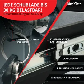 Mephisto Werkzeugwagen 8 Schubladen mit Werkzeug befüllt inkl. Pfeifenkopfschlüssel
