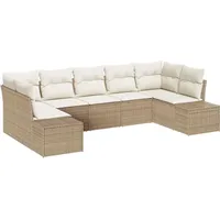 VidaXL Garten-Sofa-Set mit Kissen Beige Poly Rattan