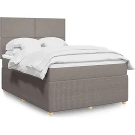 vidaXL Boxspringbett mit Matratze Taupe 140x200 cm Stoff