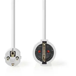 Nedis Strom-Verlängerungskabel - Schutzkontaktstecker - Schutzkontaktsbuchse - Gerade - Gerade - Vernickelt - 10.0 m - Rund - Weiss - Shrink Pack