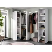 Dmora Kleiderschrank Plose, Struktur für begehbaren Eckschrank, Offene Eckgarderobe, 226 x 79 x 186 cm, Weiß