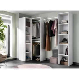 Dmora Kleiderschrank Plose, Struktur für begehbaren Eckschrank, Offene Eckgarderobe, 226 x 79 x 186 cm, Weiß