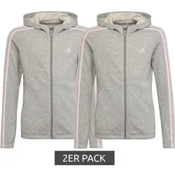 2er Sparpack adidas nachhaltige Sport-Jacke für Mädchen mit Kapuze Alltags-Jacke mit Baumwollanteil Fitness-Jacke HM8752 Grau/Rosa - 140