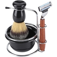 Tbest rasierset für männer, Shaving Bowl and Brush, Rasierpinsel,Herren Rasierset Geschenk Set 4 In 1 Rasierpinsel Kunsthaar Rasierungskit Manual Rasiermesser Edelstahlständer Halter Pinselschale Set