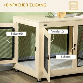 PawHut Hundekäfig mit 2 Türen und waschbarem Kissen Braun 94 x 60 x 71,5 cm