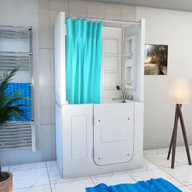 AcquaVapore Seniorendusche und Sitzwanne Kombination Badewanne mit Tür 110 x 68 x 205 cm (S08D-TH-B-L)