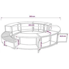 vidaXL Whirlpool-Umrandung Ø 283 cm schwarz