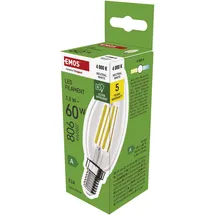 EMOS LED Lampe Edison Candle, 3,8W Ersatz für 60W Glühbirne, A Klasse, E14 Sockel, Helligkeit 806 lm, Neutralweiß 4000 K, Lebensdauer 50000h, ZF...