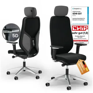 Ergotopia Ergotopia® MasterBack Executive ergonomischer Bürostuhl mit 3D Neigungsmechanik - Premium Schreibtischstuhl Made in Germany mit Lordosenstütze, Synchronmechanik & verstellbaren 5D Armlehnen