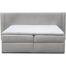Fun Möbel Boxspringbett Schlafzimmerbett CEDRIC 180x200cm Stoff Magic Velvet Hellgrau - Grau