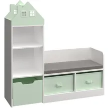 [en.casa] Sitzbank Vipsali Mintgrün/Weiß 100 x 99 x 30 cm