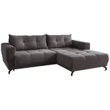 Benformato Ecksofa ABRUZZI, Grau - Schwarz - Cord - Metallfüße - elektr. Sitztiefenverstellung