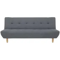 Beliani 3-Sitzer Sofa Schlaffunktion Stoffbezug dunkelgrau gesteppt Schlafsofa Alsten