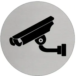 CombiCraft Aluminium Türschild 'Kamera vorhanden'  Ø75 mm Durchmesser mit 3M-Klebeband