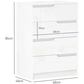 Homcom Schubladenkommode 60 x 85 x 40 cm Weiß