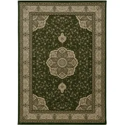 Carpetsale24 Orientteppich Grün 200x290 cm – Kurzflor Teppich im klassischen Vintage Look für Wohnzimmer, Esszimmer, großer Raum