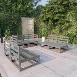 vidaXL Garten-Lounge-Set 6-tlg. grau Kiefer