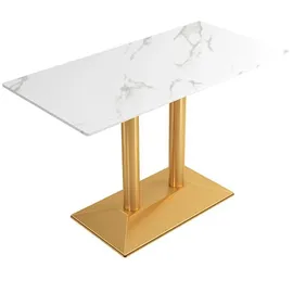 360Home Esszimmertisch 120 x 75 x 60 cm weiß/gold