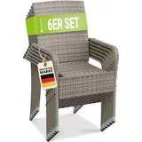 Juskys Yoro Polyrattan Gartenstuhl Grau 6 St.