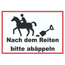 HB-Druck Bitte abäppeln Schild Pferde, Reitplatz A3 Rückseite selbstklebend