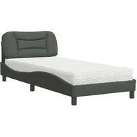 VidaXL Bett mit Matratze "Hvar" Dunkelgrau 80x200 cm Stoff