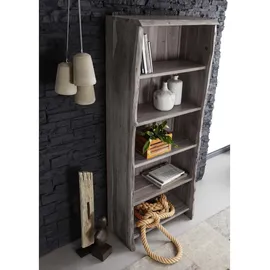 Massivmoebel24 Regal Akazie 81 x 45 x 204 cm grau lackiert / grau