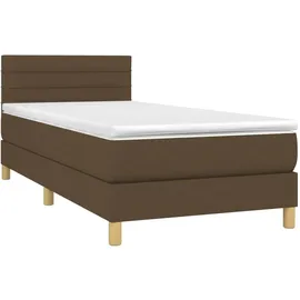 vidaXL Boxspringbett mit Matratze & LED Dunkelbraun 100x200 cm Stoff