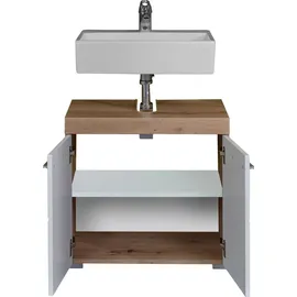 trendteam Bad Waschbeckenunterschrank Amanda Asteiche Nachbildung B/H/T: ca. 60x56x34 cm - weiß