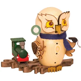Drechslerei Kuhnert Räucherfigur Eule mit Eisenbahn 37243
