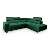 masseno Ecksofa mit Schlaffunktion NOLA - grün ¦ Maße (cm): B: 253 H: 88