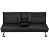 Yaheetech Schlafsofa Bettsofa Couch mit Tassenhalter Gästebett 167 x 81,5 x 75 cm, Rückenlehne neigbar 105°/140°/180°, 350 KG belastbar schwarz