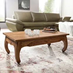 Kadima Design Couchtisch `Kanada`: Opium-Form, Massivholz, Sheeshamholz, handgefertigt, pflegeleicht. Braun, 110x60x40 cm