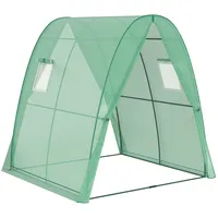 MODFU Foliengewächshaus Tomatenhaus 180x180x200 cm Grün mit Spitzdach Rolltür zwei Türen zwei Netzfenstern UV Schutz stabiler Stahlrahmen