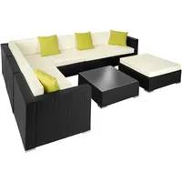tectake Rattan Lounge mit Aluminiumgestell Marbella  Schwarz