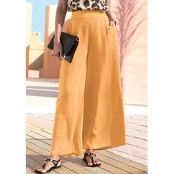 LASCANA Webhose, aus leichter Satinqualität, weite Palazzohose mit Taschen, Stoffhose LASCANA goldfarben 44
