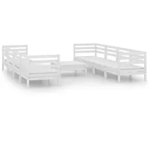 vidaXL Garten-Lounge-Set 9-tlg. weiß Kiefer