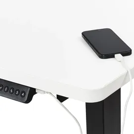 Beliani Eckschreibtisch elektrisch höhenverstellbar DESTINES Weiß / Schwarz 160 cm 109 cm linksseitig