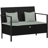 vidaXL Gartenbank 2-Sitzer mit Kissen Schwarz Poly Rattan
