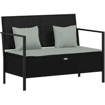 vidaXL Gartenbank 2-Sitzer mit Kissen Schwarz Poly Rattan