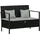 vidaXL Gartenbank 2-Sitzer mit Kissen Schwarz Poly Rattan
