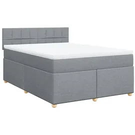 vidaXL Boxspringbett mit Matratze Hellgrau 160x200 cm Stoff