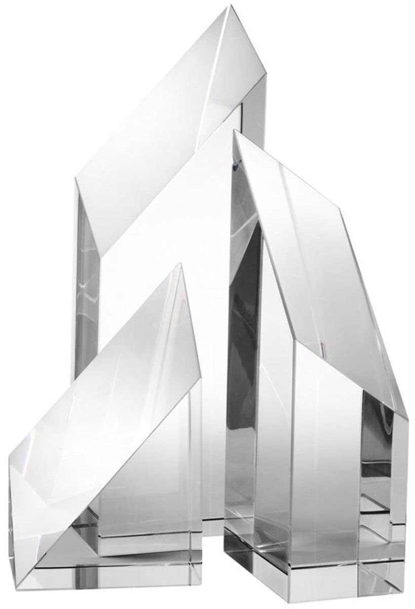Casa Padrino Luxus Kristallglas Deko Objekte 3er Set - Hotel Restaurant Wohnzimmer Büro Dekoration