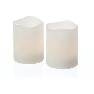 MARELIDA LED Kerzenset Mini Echtwachs flackernd mit Batterien H: 6cm D: 5cm 2St
