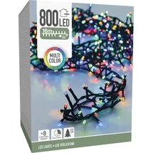 free & easy, self import agencies LED-Clusterlichterkette bunt, 800 LEDs, Grünes Kabel, Innen/Außen, 19m