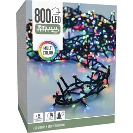 free & easy, self import agencies LED-Clusterlichterkette bunt, 800 LEDs, Grünes Kabel, Innen/Außen, 19m